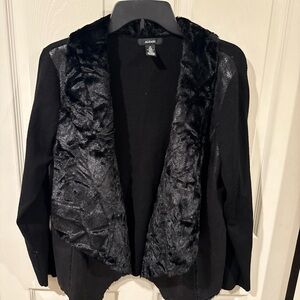 Alfani Women's Elegant Black Faux Fur cardigan